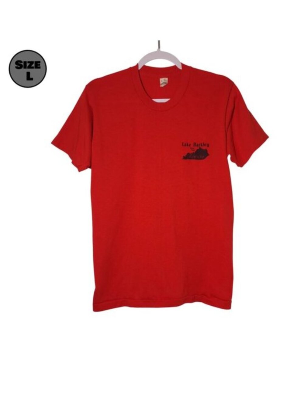 VINTAGE Lake Barkley State Park Kentucky USED Shirt (L, Single Stitch, Red)